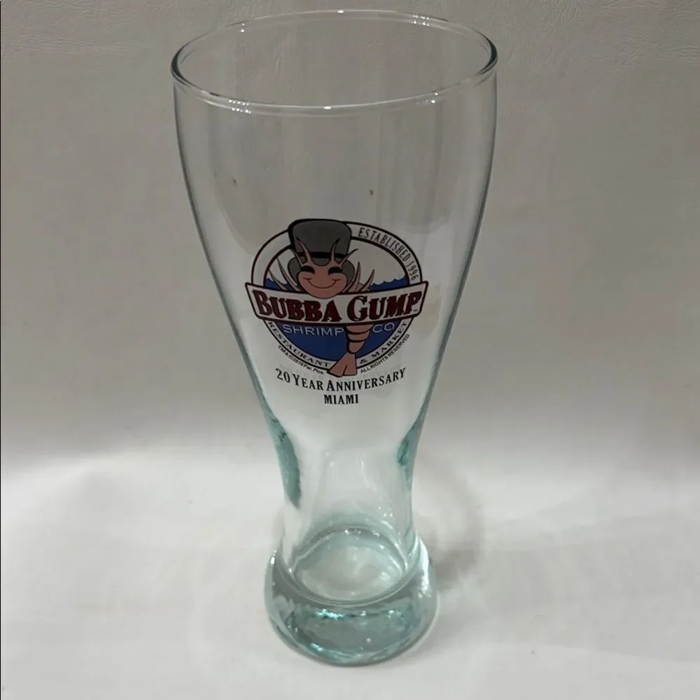 Bubba Gump Shrimp Co. Clear Glass Bar Accessory 20 Year Anniversary Miami 20 Oz